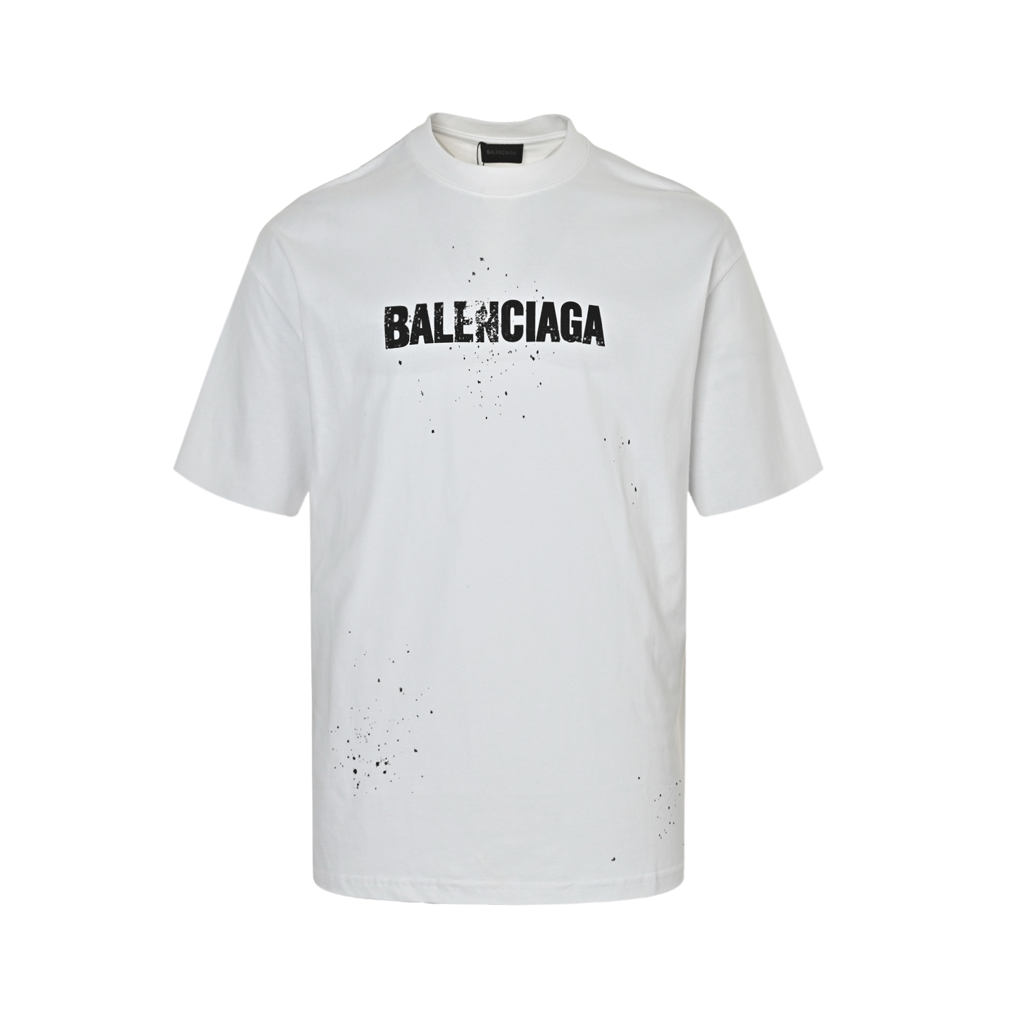 Balenciaga Mottled Letters Ink Printed Short Sleeve