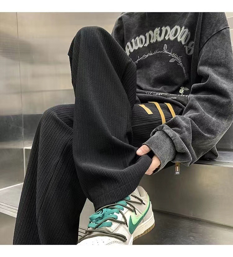 Loose-fitting ice silk pants Vertical sense large size Wide legs straight barrel