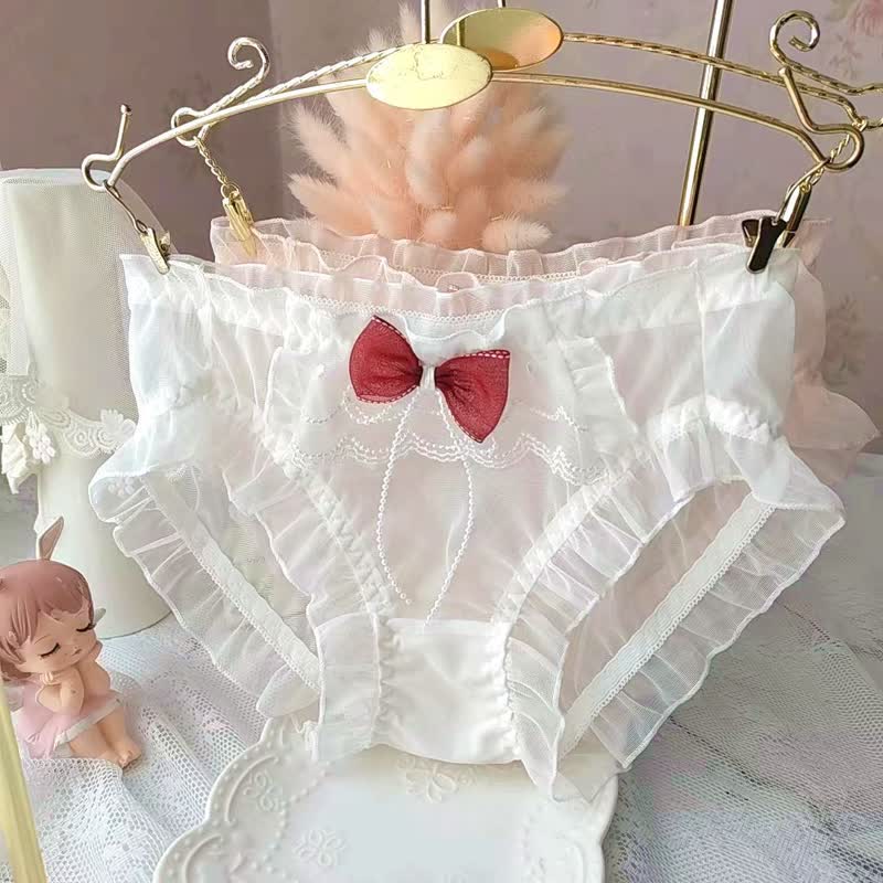 Bow Knot Flouncing Mesh Panty