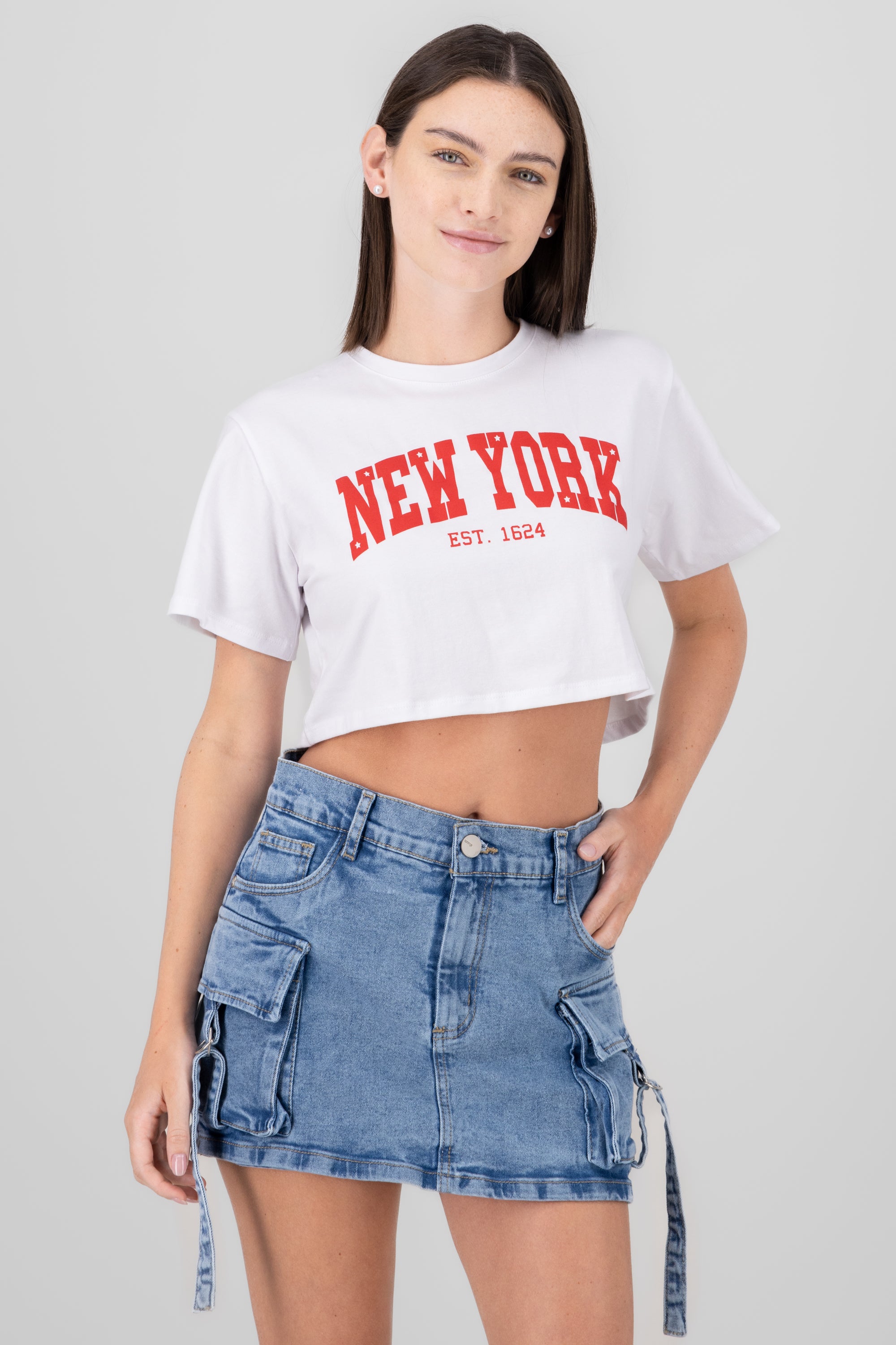 New York Graphic Cropped T Shirt
