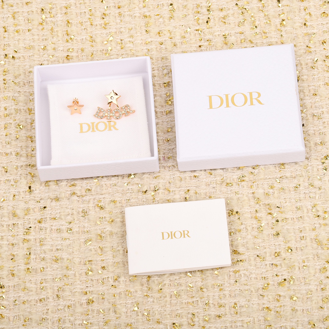 Dior letter full diamond earrings
