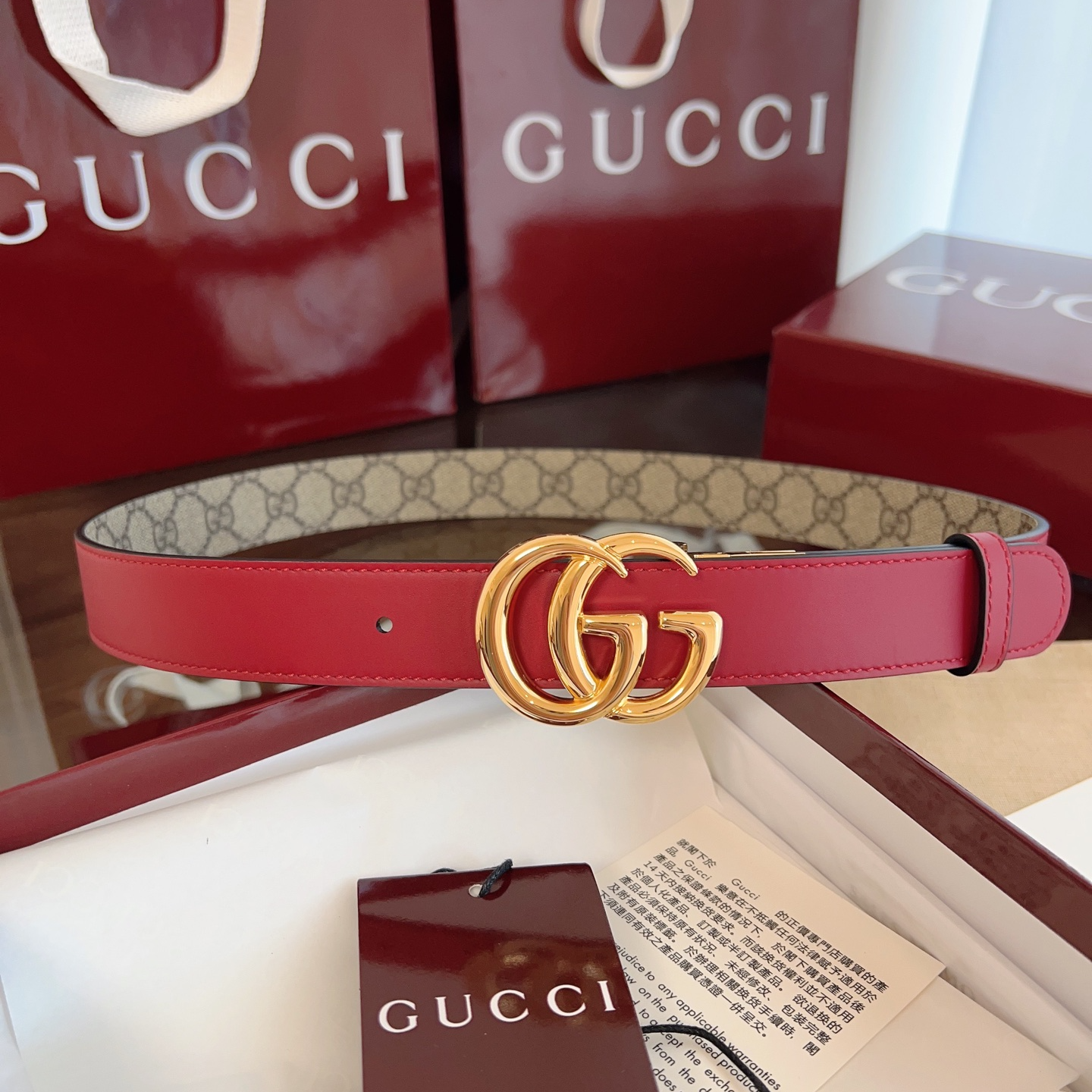 Gucci 2025 new double G buckle leather belt width 3.0cm