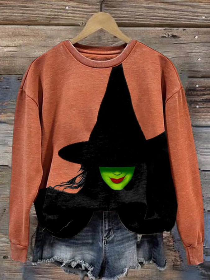 🔥Buy 3 Get 10% Off🔥Halloween Witch Print Round Neck Sweatshirt