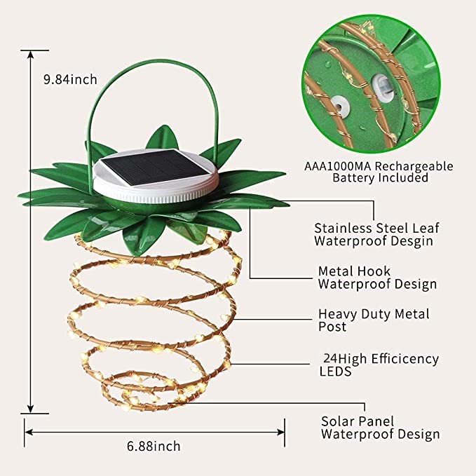 Waterproof Solar Outdoor Pineapple Lamps