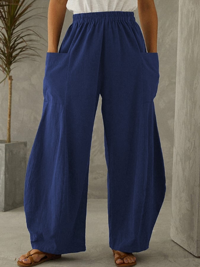 Women's Pure Color Cotton Casual Pants