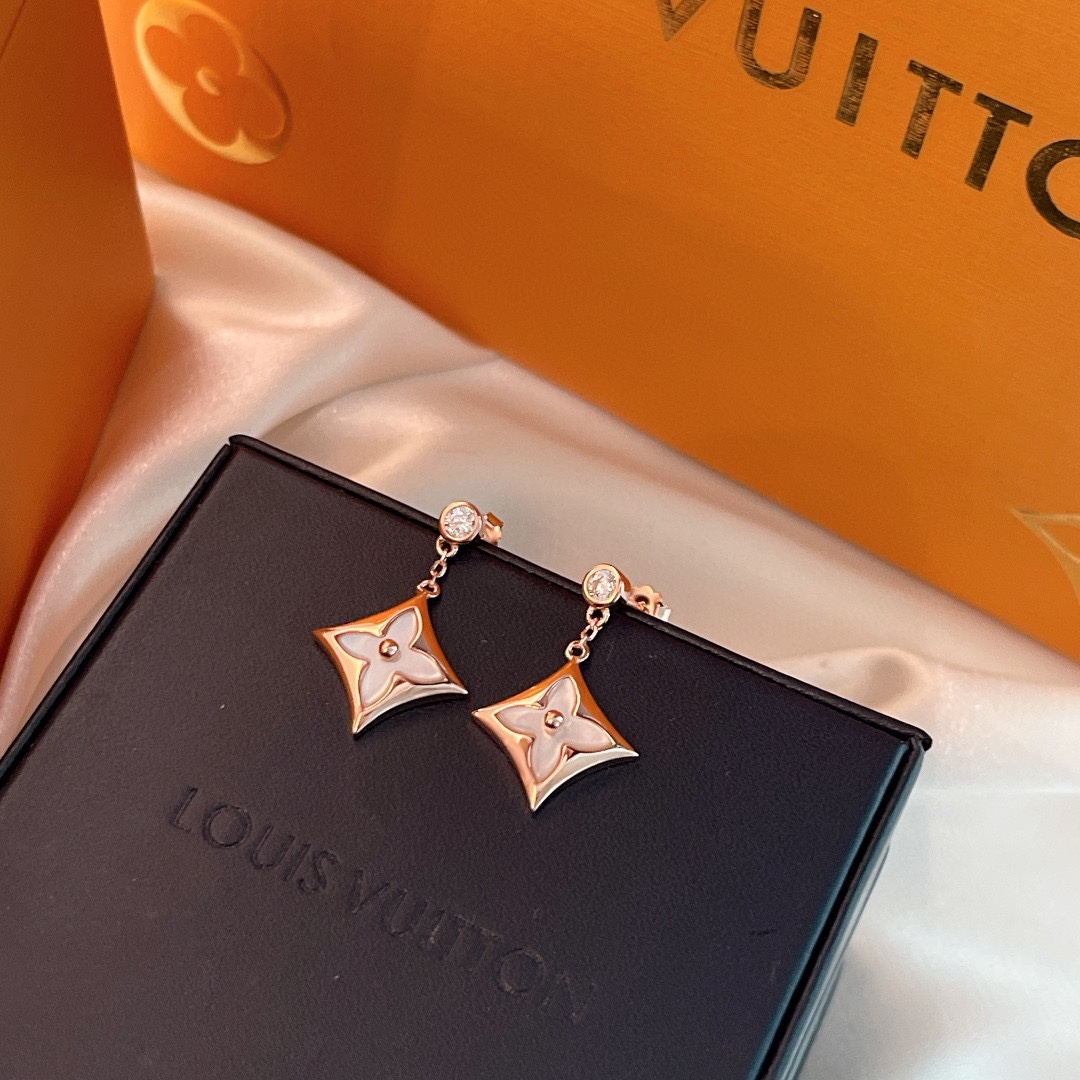 Louis Vuitton Monogram Floral White Shell Earrings