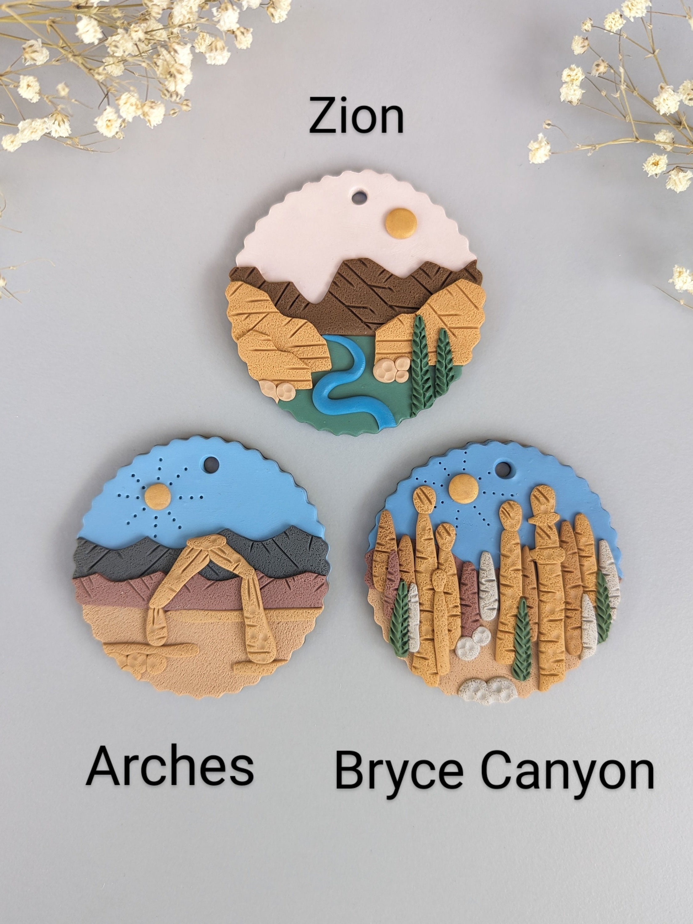 🔥On Sale🔥Handmade National Park Clay Holiday Tree Ornaments