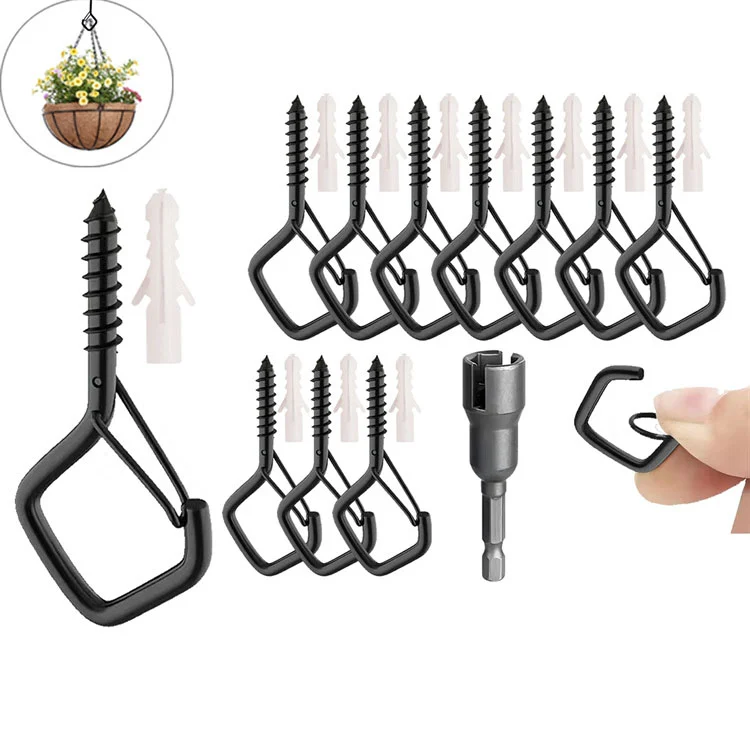 🎄🎅 Early Christmas Sale 50% OFF-10pcs Square Snap Hanging Hooks - Anti-Drop Bonsai Hooks with Safety Buckles for Christmas Rope String Lights