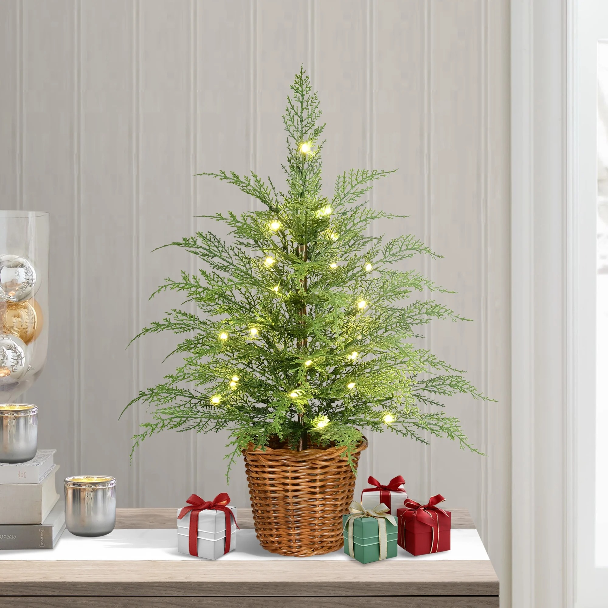 🎄Early Christmas Sale🔥Pre-Lit Green Cypress Artificial Christmas Tree