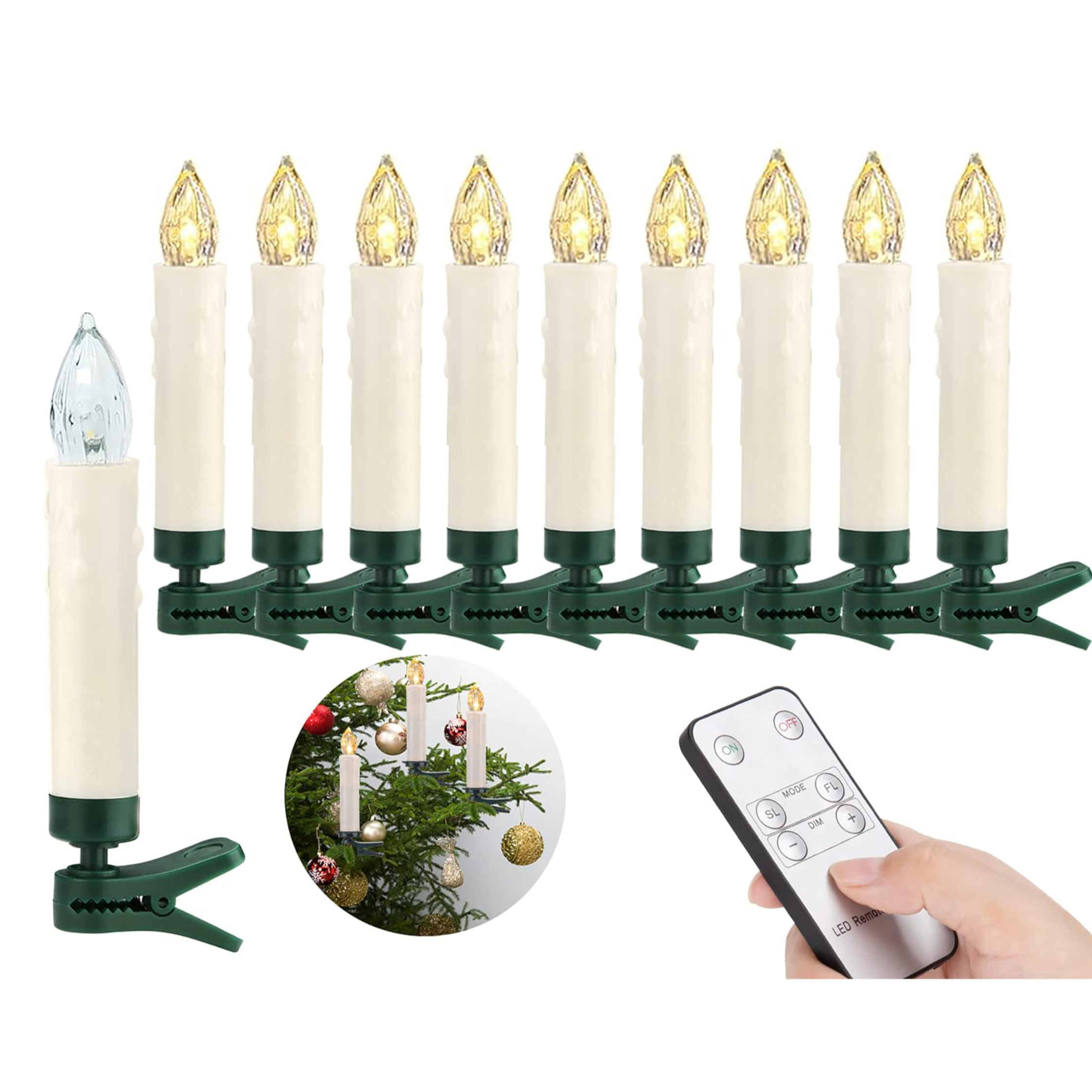 💥ON SALE💥10 Pack LED Flameless Taper Candles with Remote & Removable Clips🕯️✨