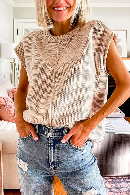 Heididress Crewneck Cap Sleeves Pullover Sweater