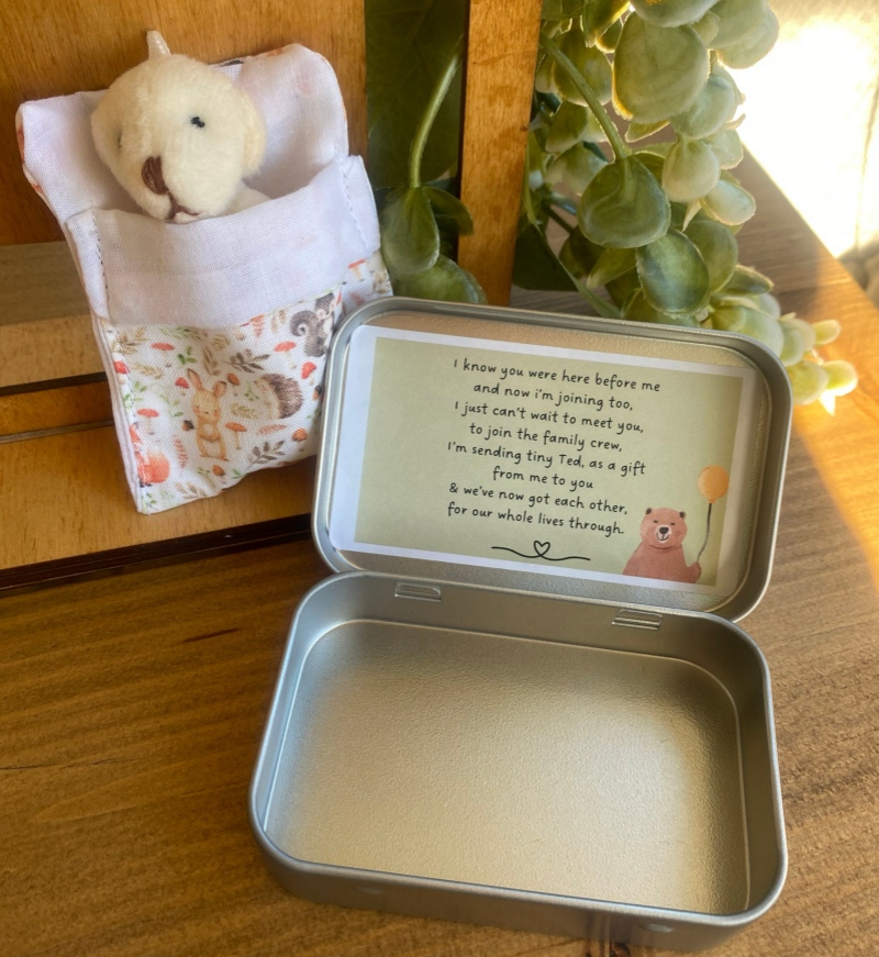 Sibling Teddy in a Tin | Idea gift