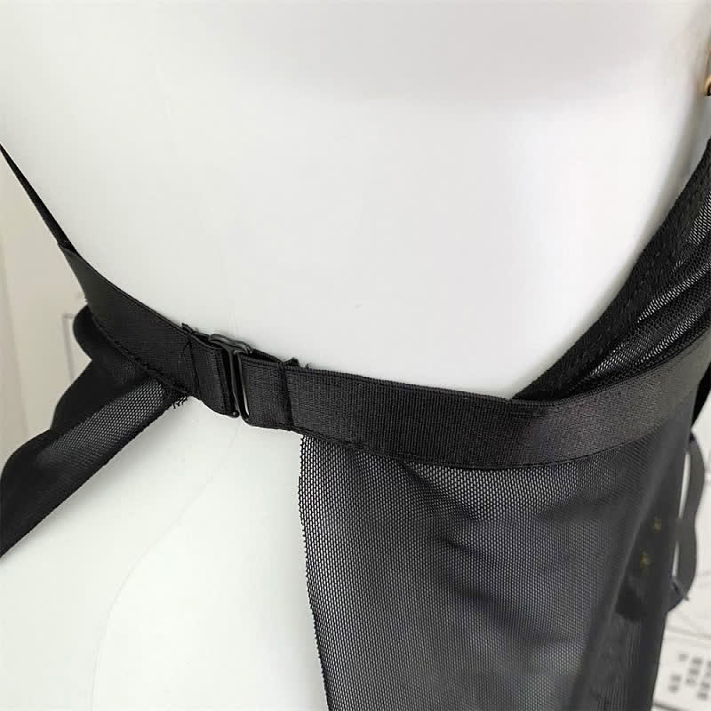 Sexy Mesh See through Chain Lingerie Dress With Nipple Clamps