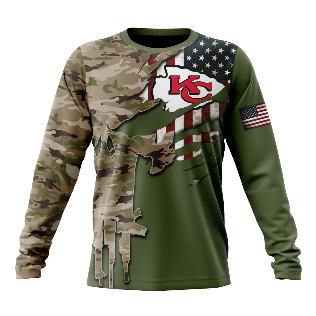 KANSAS CITY CHIEFS 3D HOODIE VETERANS DAY