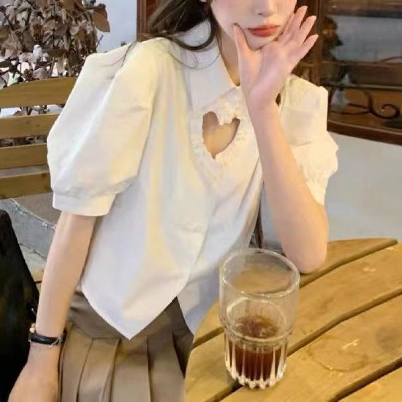 Kawaii Hollow Heart Pointed Shirt