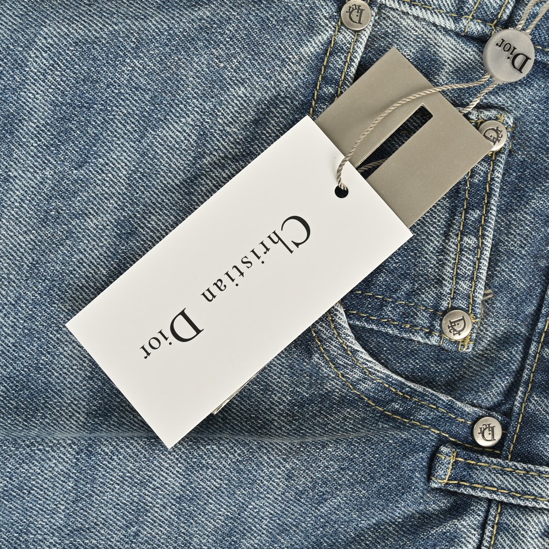 Dior 24Fw floral embroidered lettering washed jeans