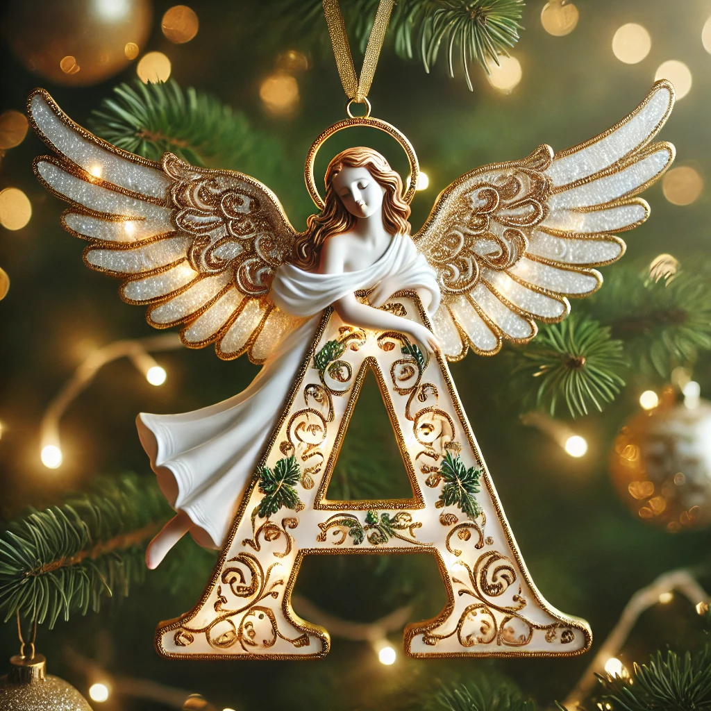 Angel Initial Christmas Ornaments