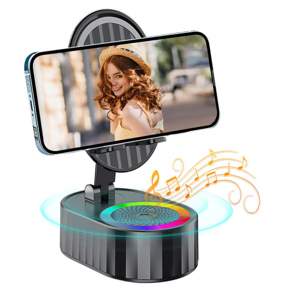 💥LAST DAY SALE 50% OFF🔥2024Upgraded Cell Phone Stand with Induction Speaker/Power Bank/Atmosphere Light（Functionality 5 in 1）