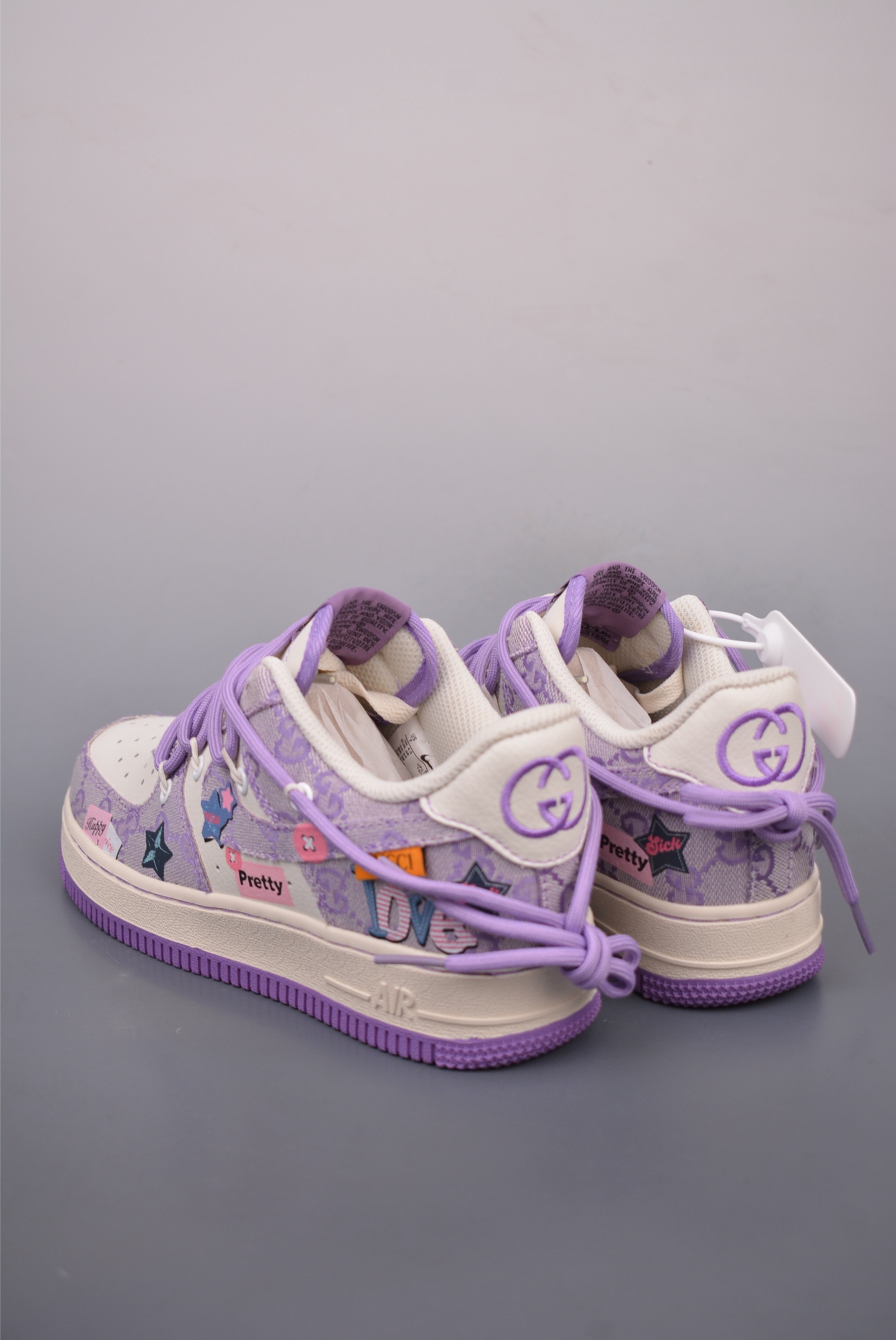 Gucci x Nike Air Force 1 Low Esquisite Gucci purple and pink GG graffiti tie BD7700-220