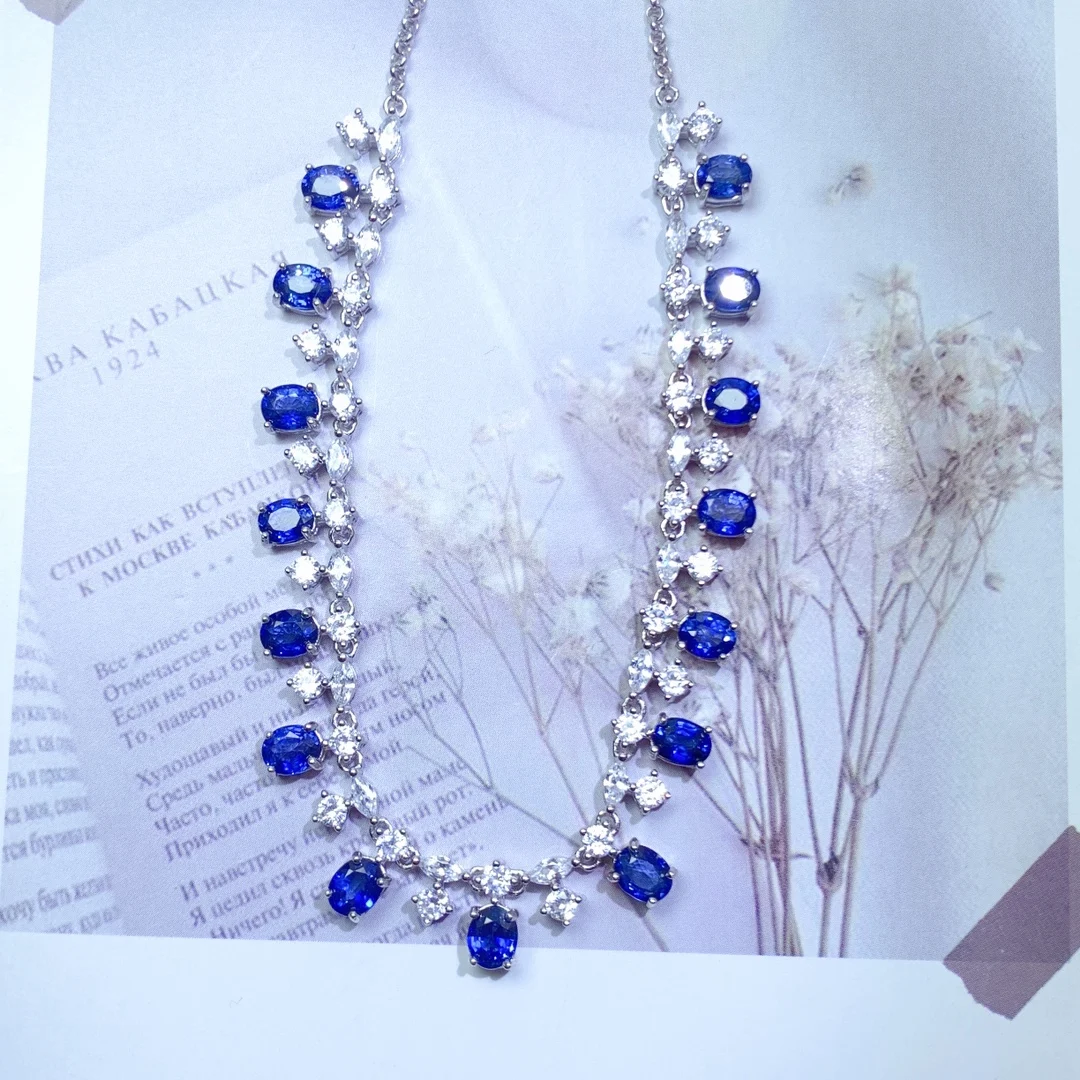 Natural Sapphire Necklace Christmas 925 Sterling Silver Ladies Gemstone 925 Silver Free Shipping Jewelry Certified Boutique