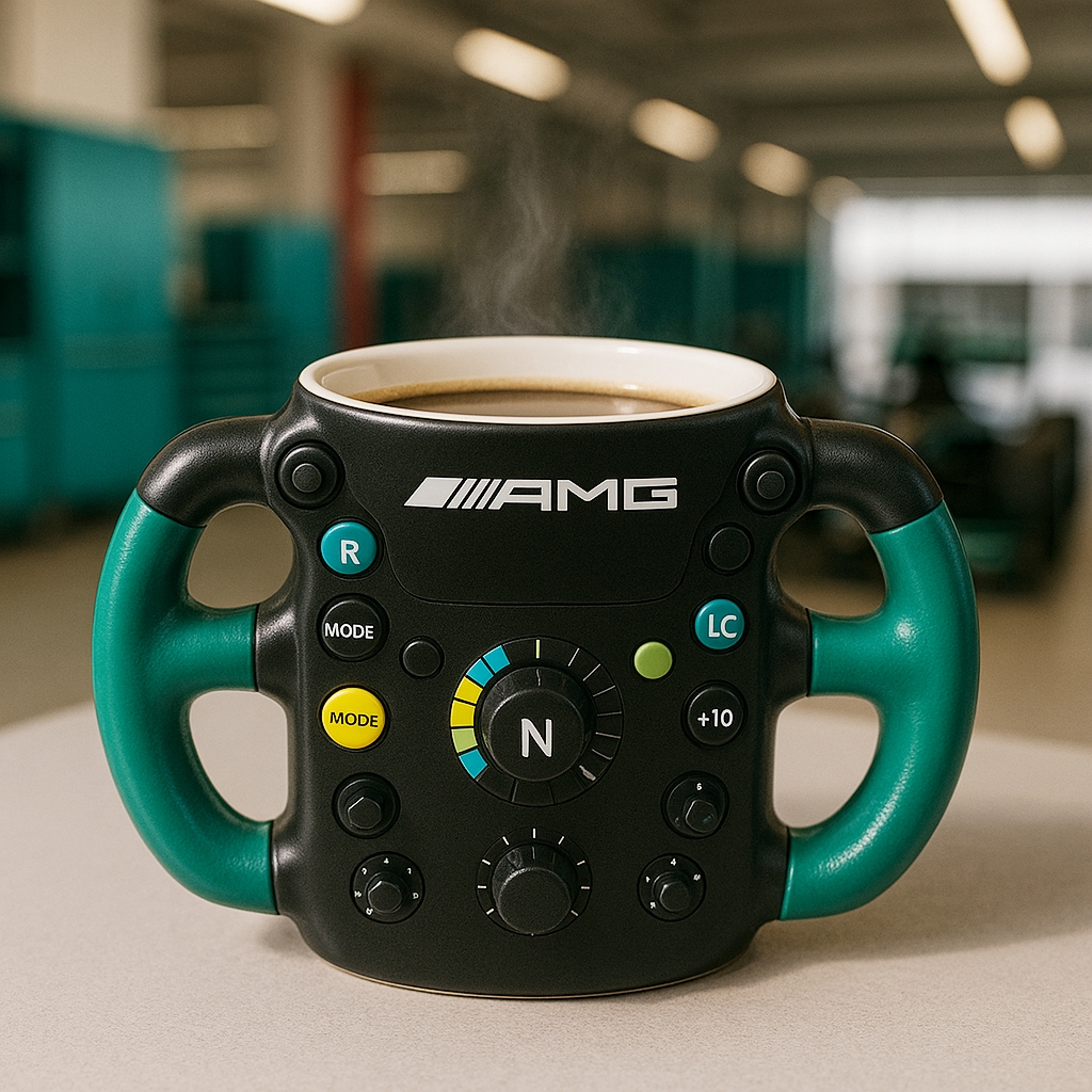 F1 steering wheel mug