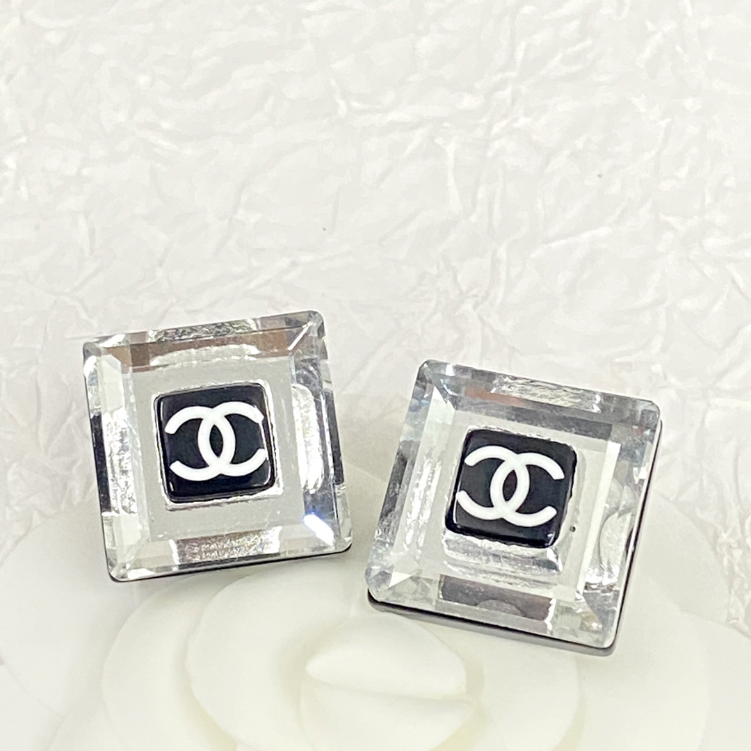 Chanel Cube Crystal Rock Candy Letter Earrings