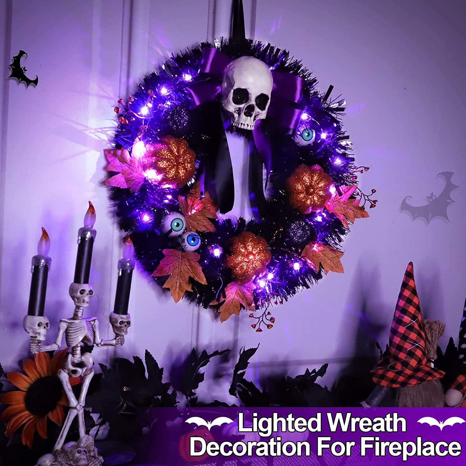 🎃Halloween pumpkin skull wreath👻