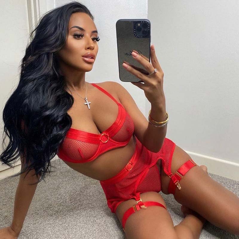 Ring Collar Mesh Lingerie Set