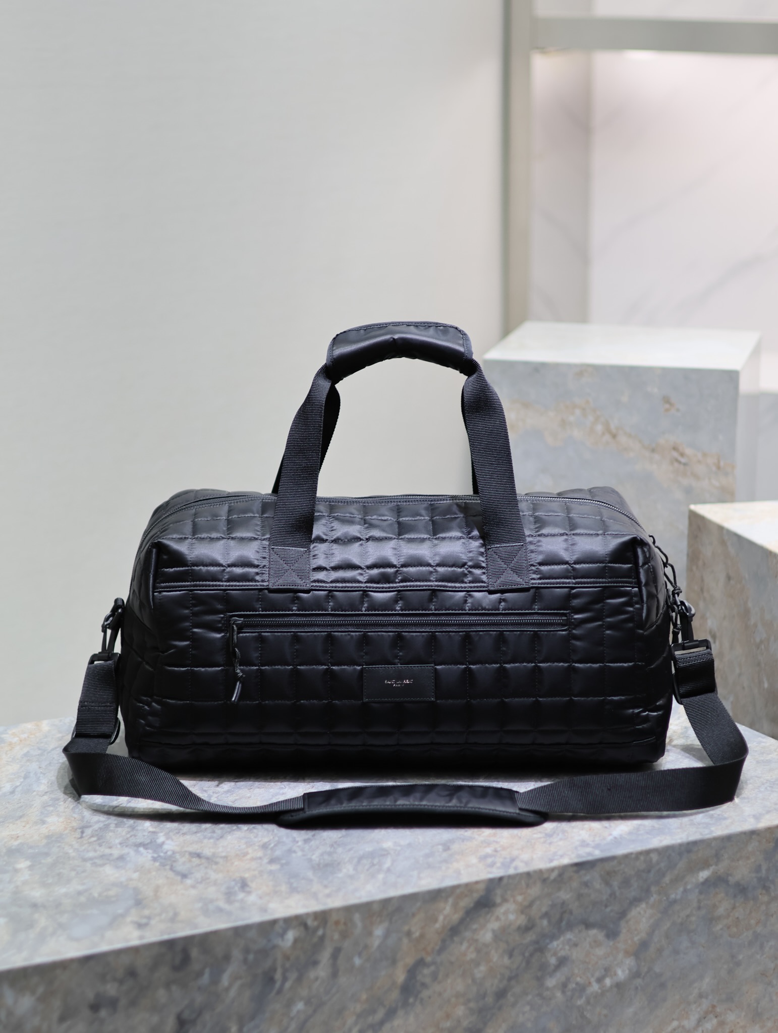 Yves Saint Laurent Plaid Nylon Travel Tote Bag 581374