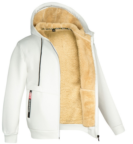 Men's Hoodies Warm Fleece Hooded Jacket Zipper Windproof Winter Coat