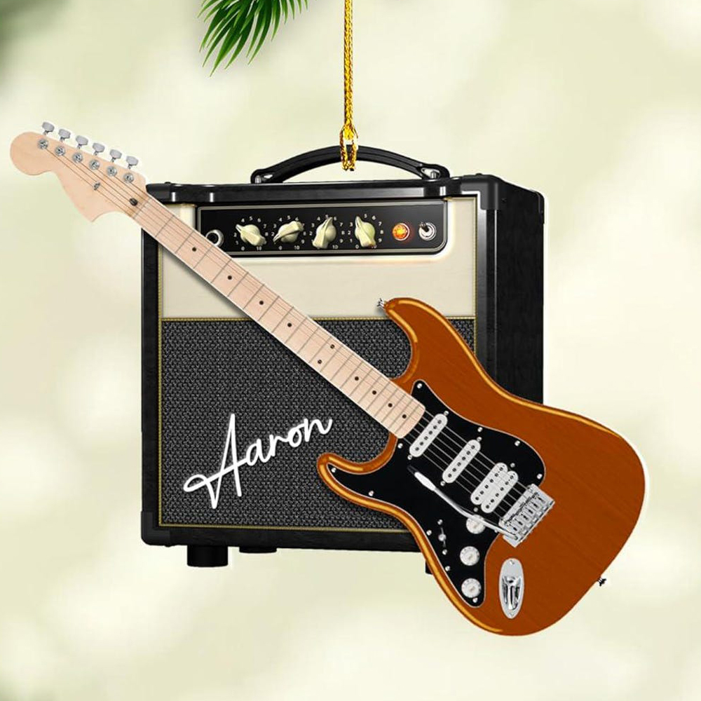 Custom Electric Guitar Christmas Ornament 2024
