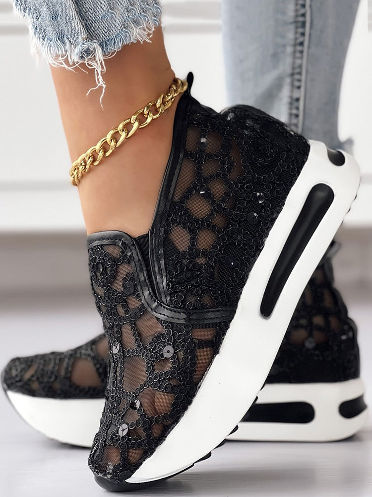Sequin Slip On Muffin Sneakers