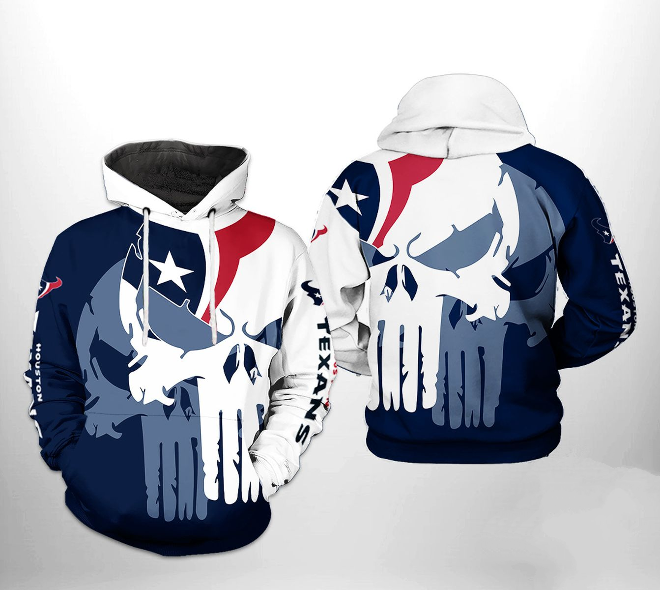 HOUSTON TEXANS 3D HOODIE SKULL106