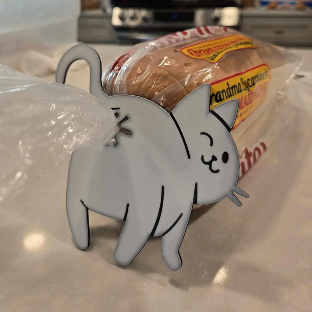 Funny Cat Bread Clip – 3D Printed Bag Holder