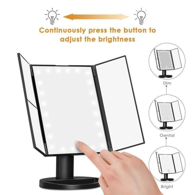 22 LED Folding Makeup Mirror with 180 Degree Rotatable Countertop