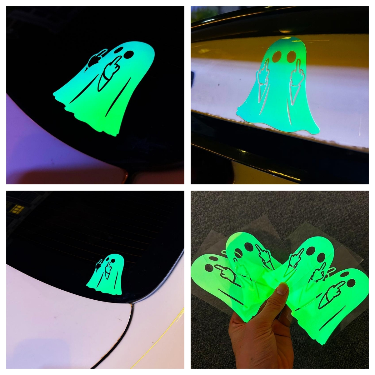 ✨Flash Sale✨Glow-in-the-Dark Halloween Ghost - PVC Sticker Middle Finger Ghost Decal