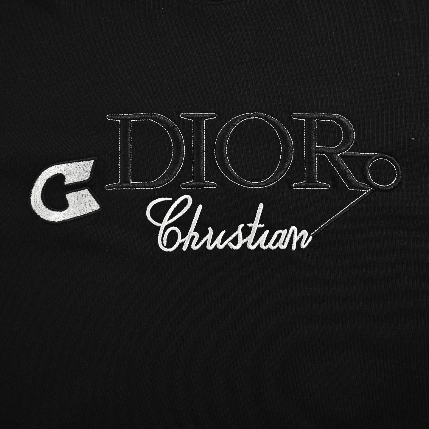 Dior pin embroidered lettering logo short sleeve