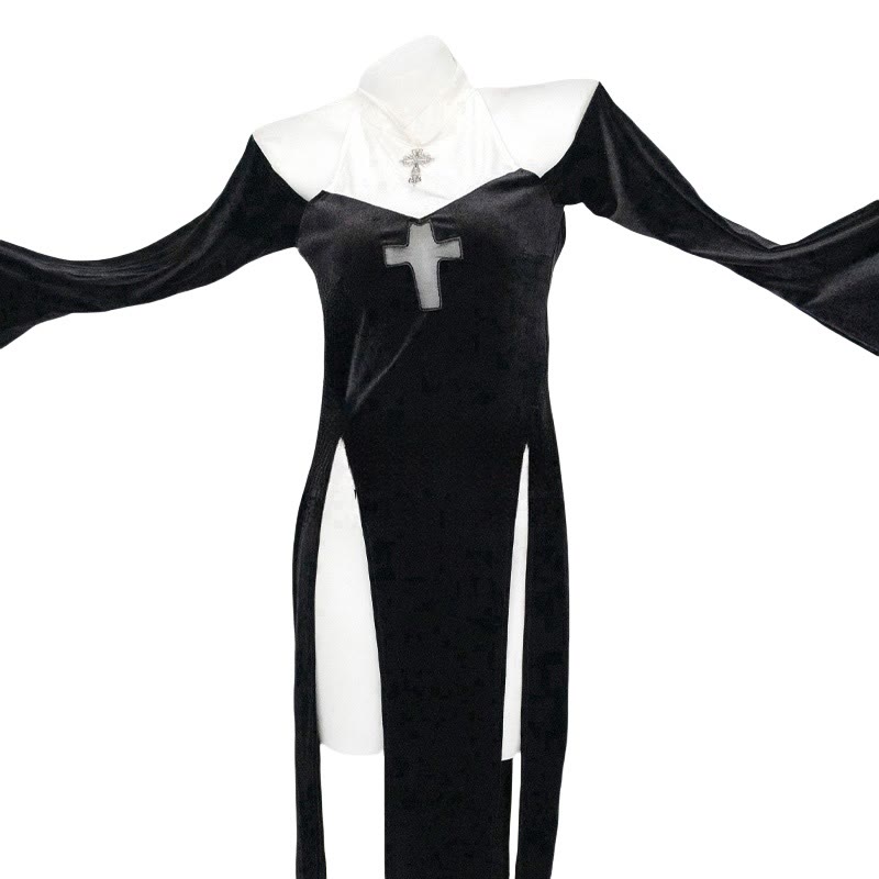 Nun Cross Slit Lingerie Dress