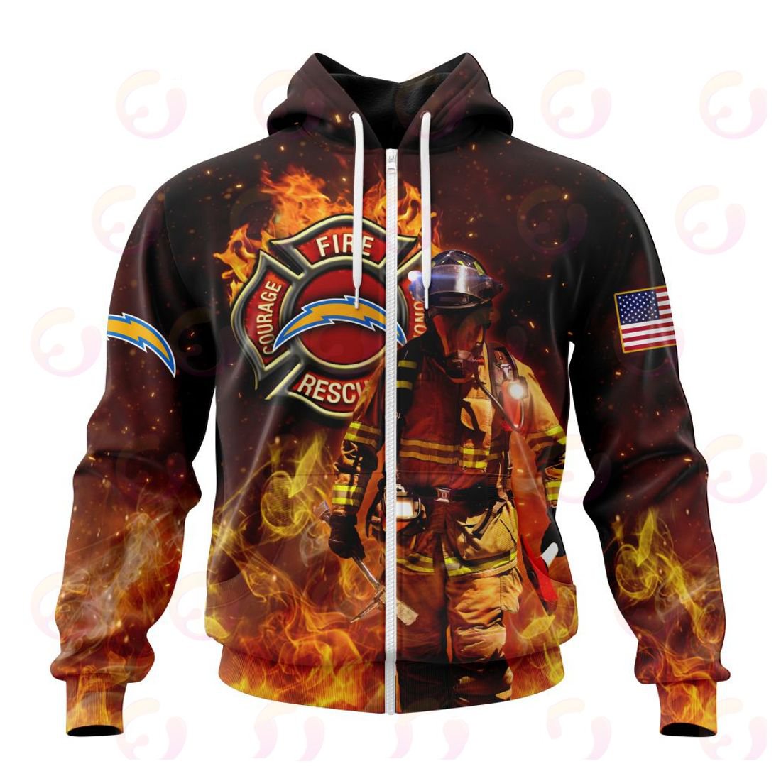 LOS ANGELES CHARGERS HONOR FIREFIGHTERS – FIRST RESPONDERS 3D HOODIE