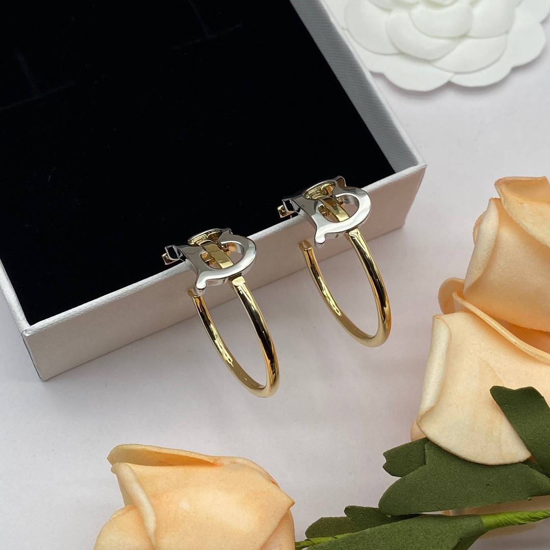 Balenciaga B font hoop earrings