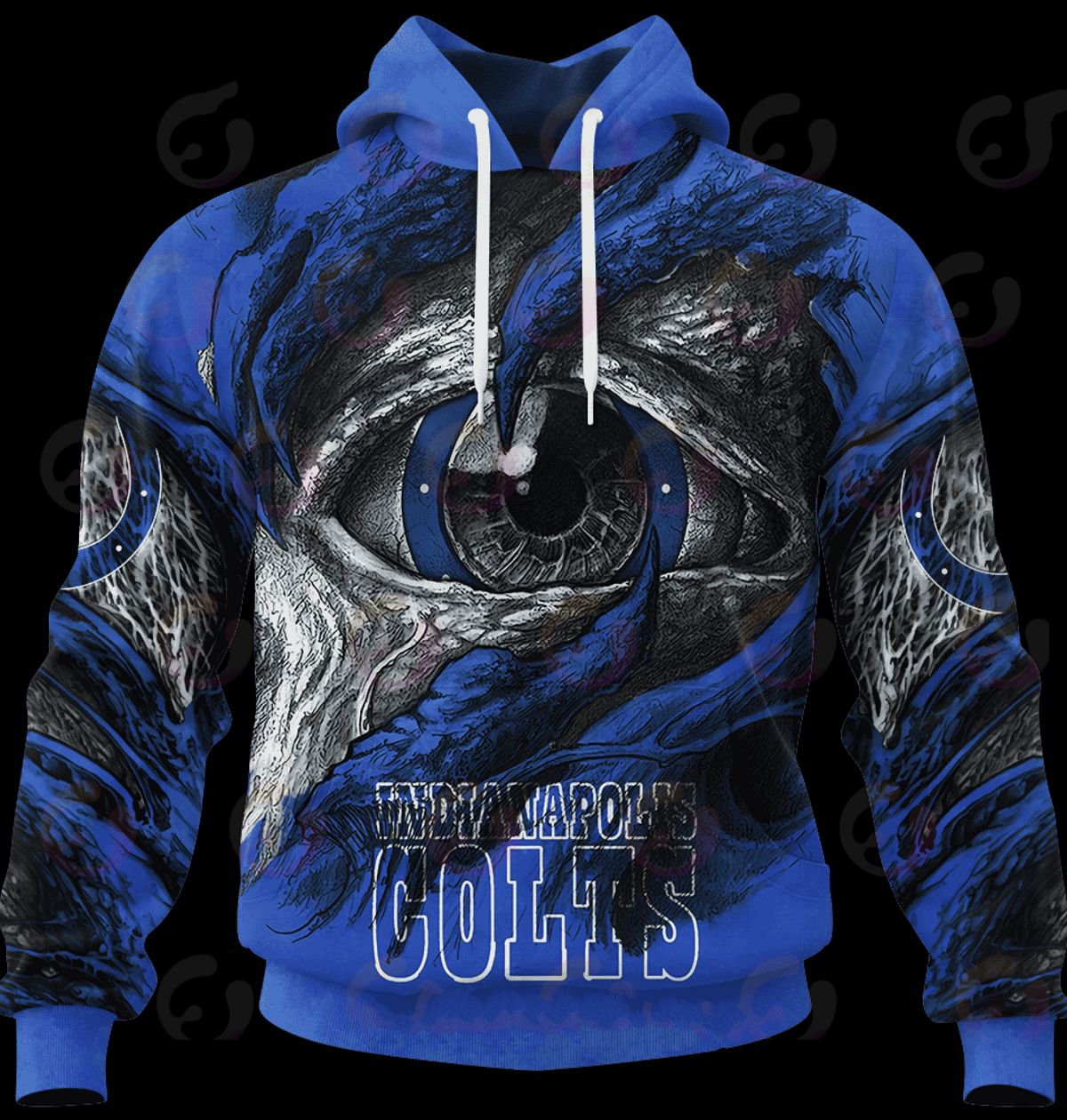 INDIANAPOLIS COLTS 3D HOODIE COMMANDERS DEMON EYES