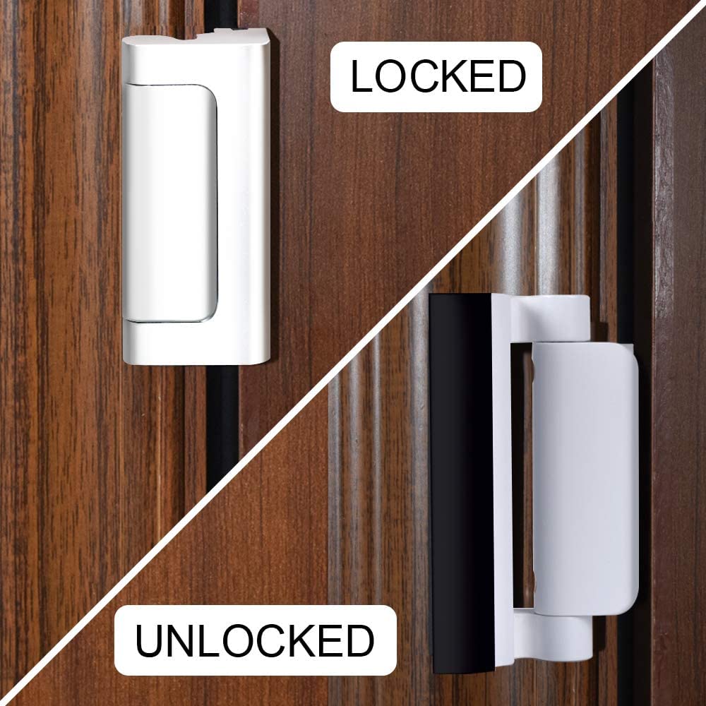 2 Pack Home Security Door Lock Withstand 800 Ibs for Inward Swinging Door, Door Reinforcement Lock With 8 Screws to Prevent Unauthorized Entry