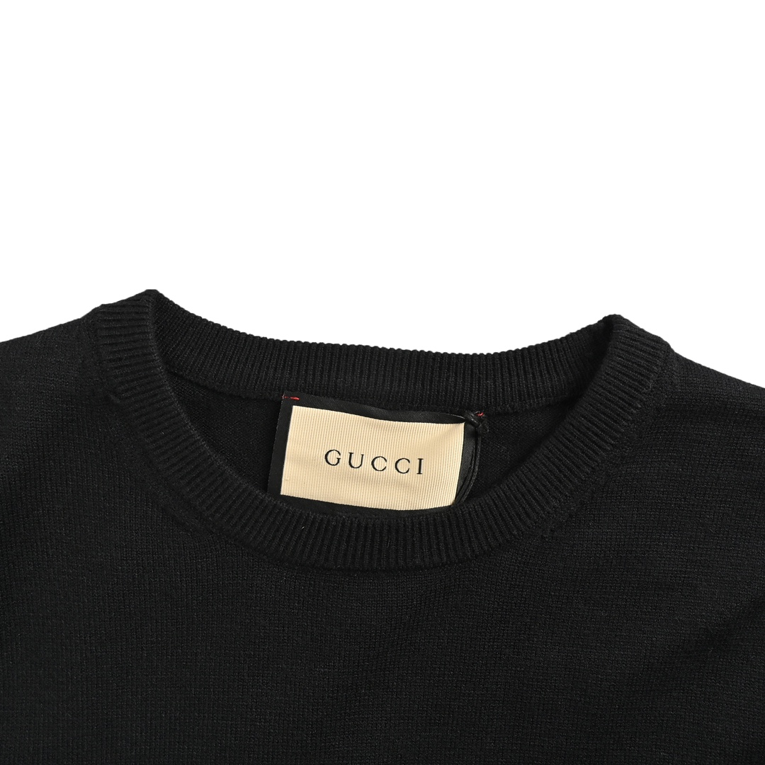 Gucci 24Fw jacquard crewneck sweater with logo hem