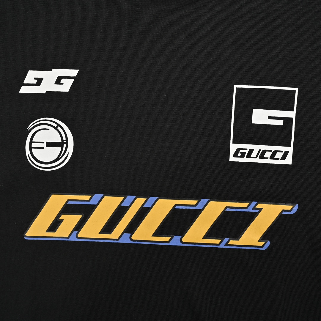Gucci 24ss motorcycle print short sleeve