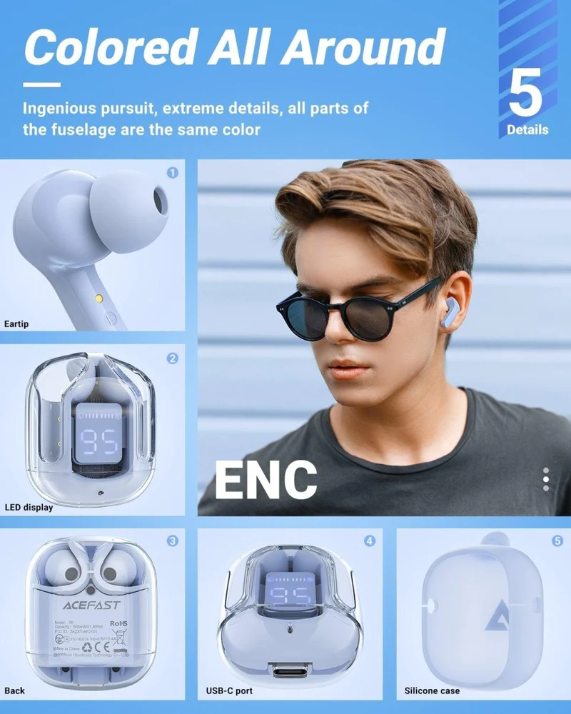 Christmas Sale🔥Top Selling - T6 Crystal Wireless Earbuds [Stock is limited, first come first served!]