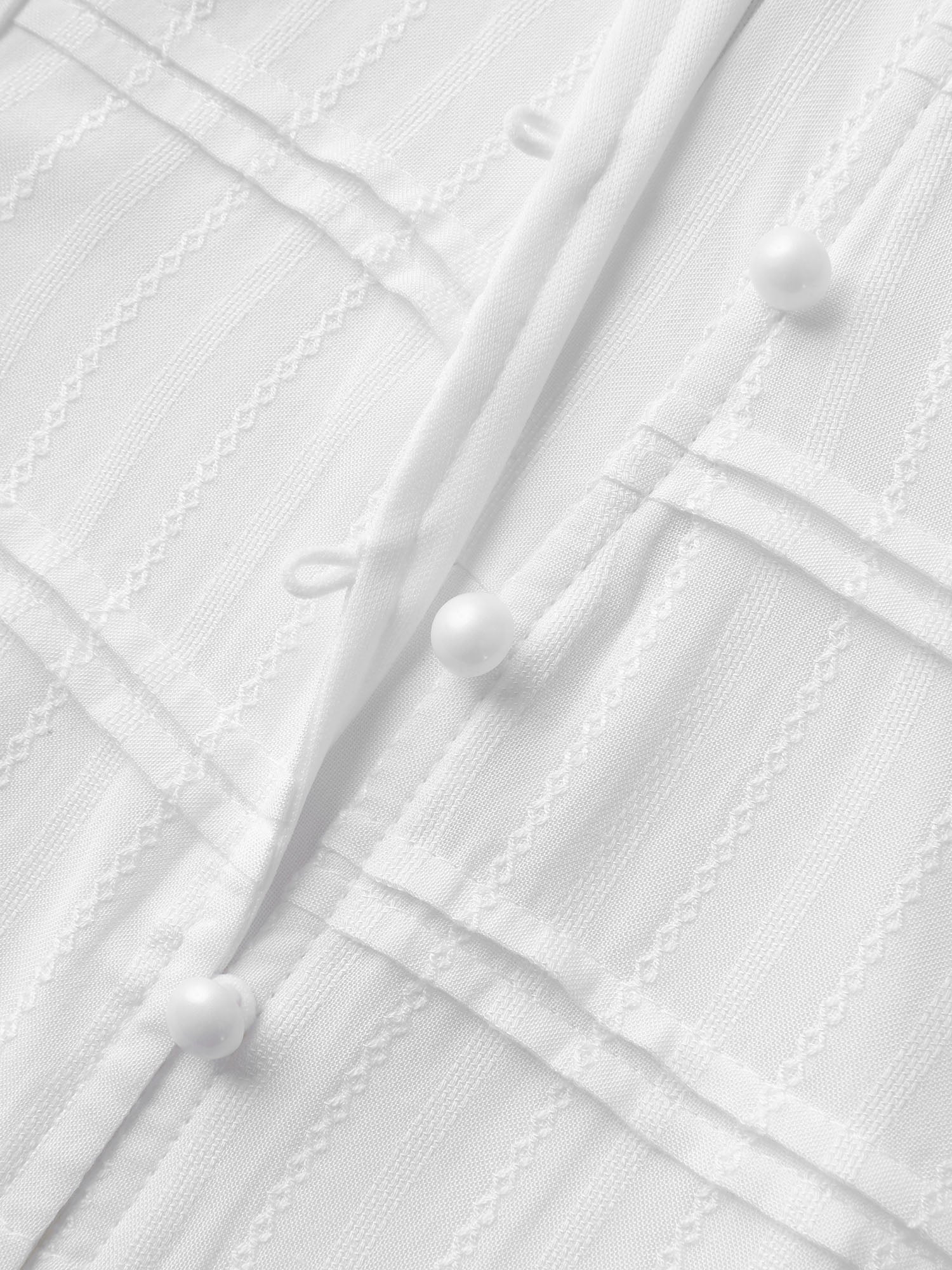 Textured Pleated Bodice Plain Blouse