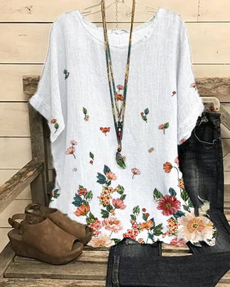 Women's Oil Painting Floral Print Shirt