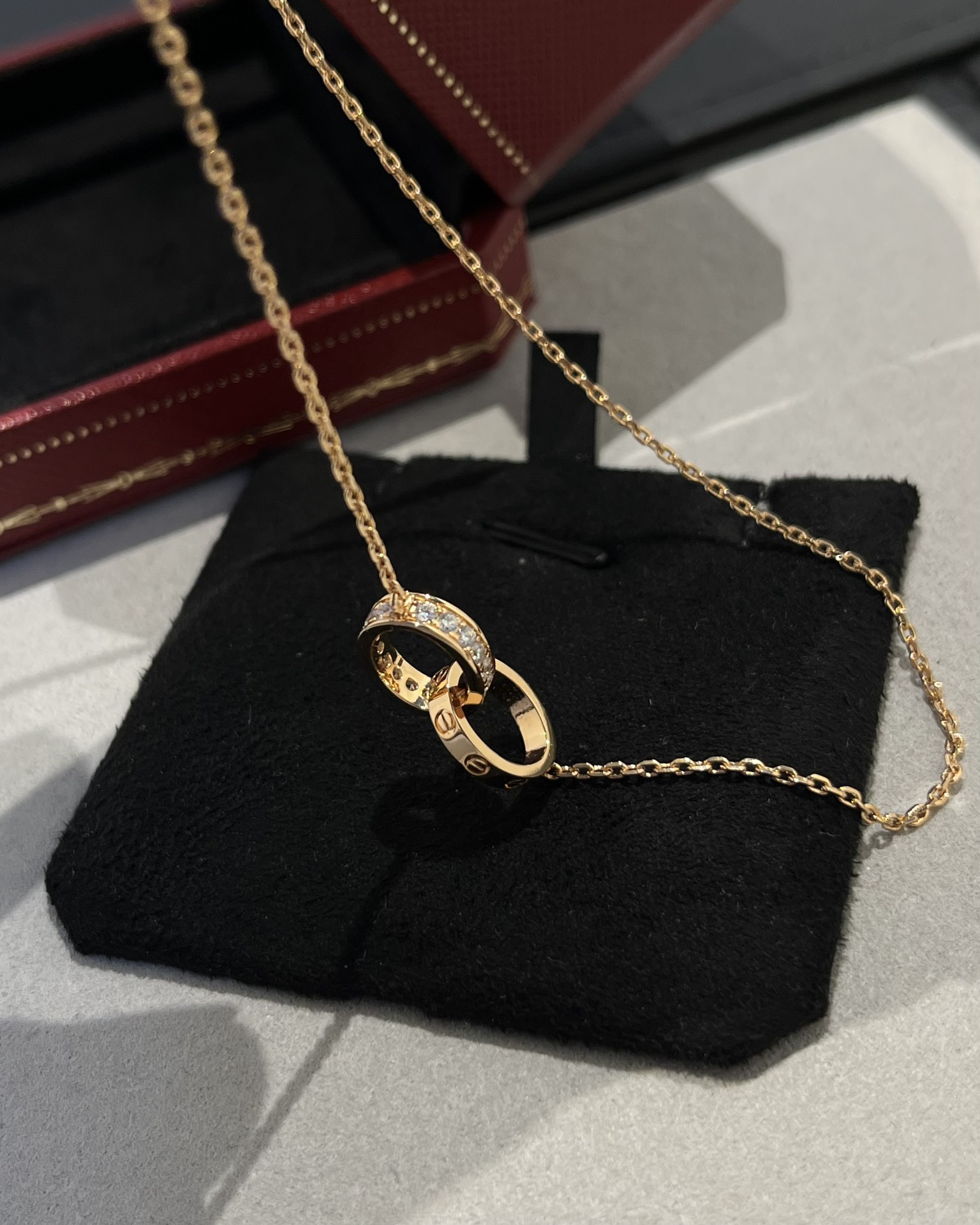 Cartier Classic Diamond Double Ring Necklace