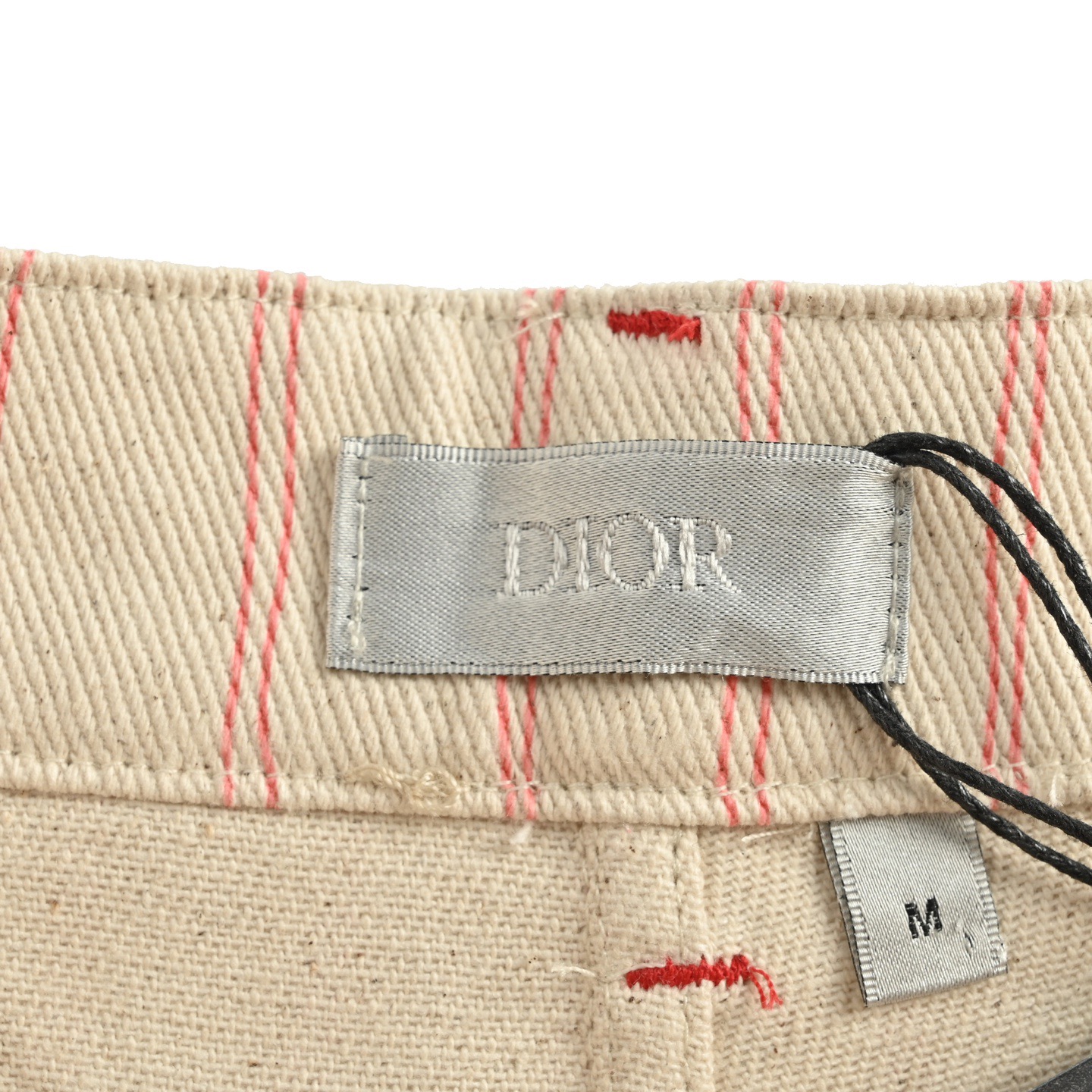 Dior 25ss embroidered lettering striped denim shorts
