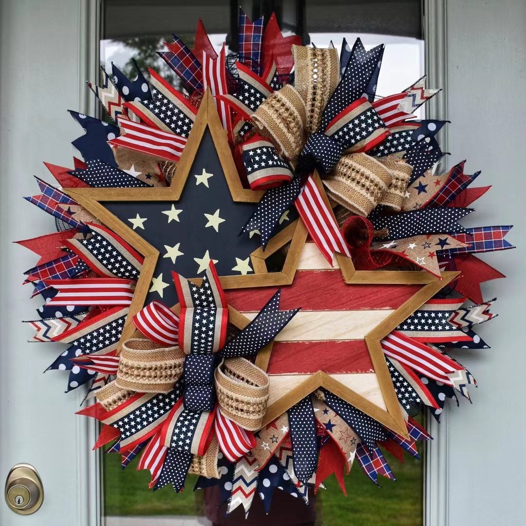 🔥[SAVE 50% OFF]--50CM/20 Inch Handmade American Patriotic Star Wreath -BUY 2 FREE SHIPPING